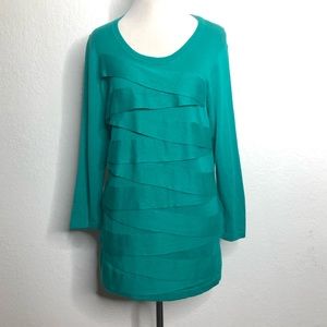 Vince Camuto teal long sleeve blouse size large